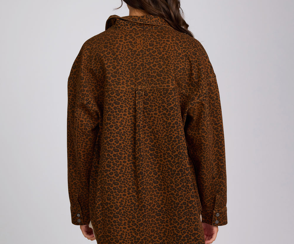 Longline Denim Jacket - Cheetah Print