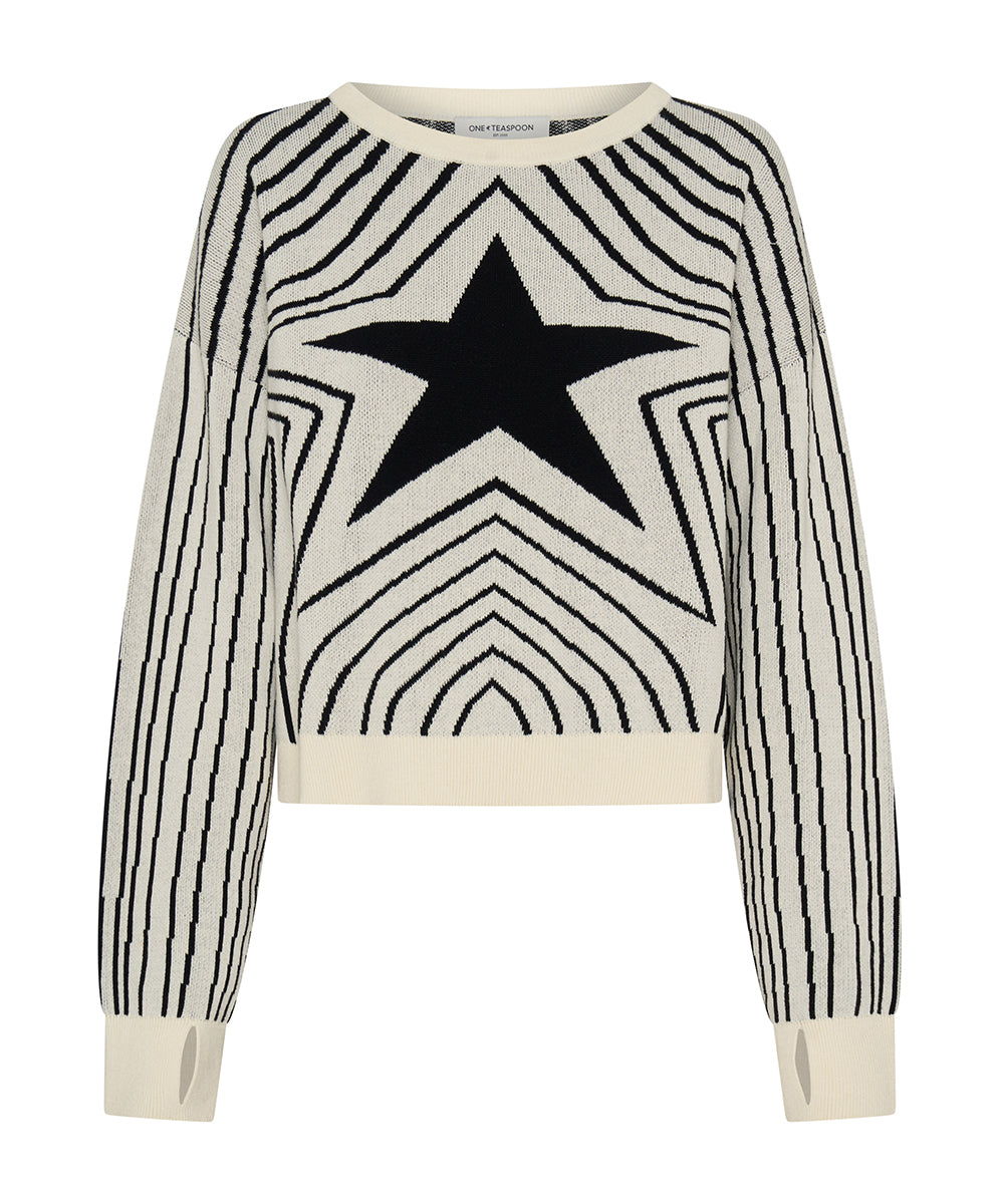 Women's Outerwear Star Gazing Knitted Sweater - Mono Print