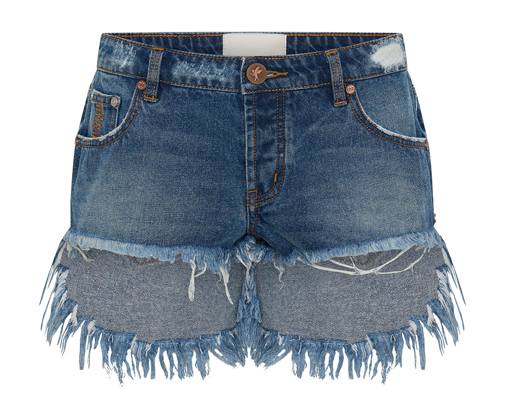 Bonitas Low Waist Denim Shorts - Deep Pacifica Blue