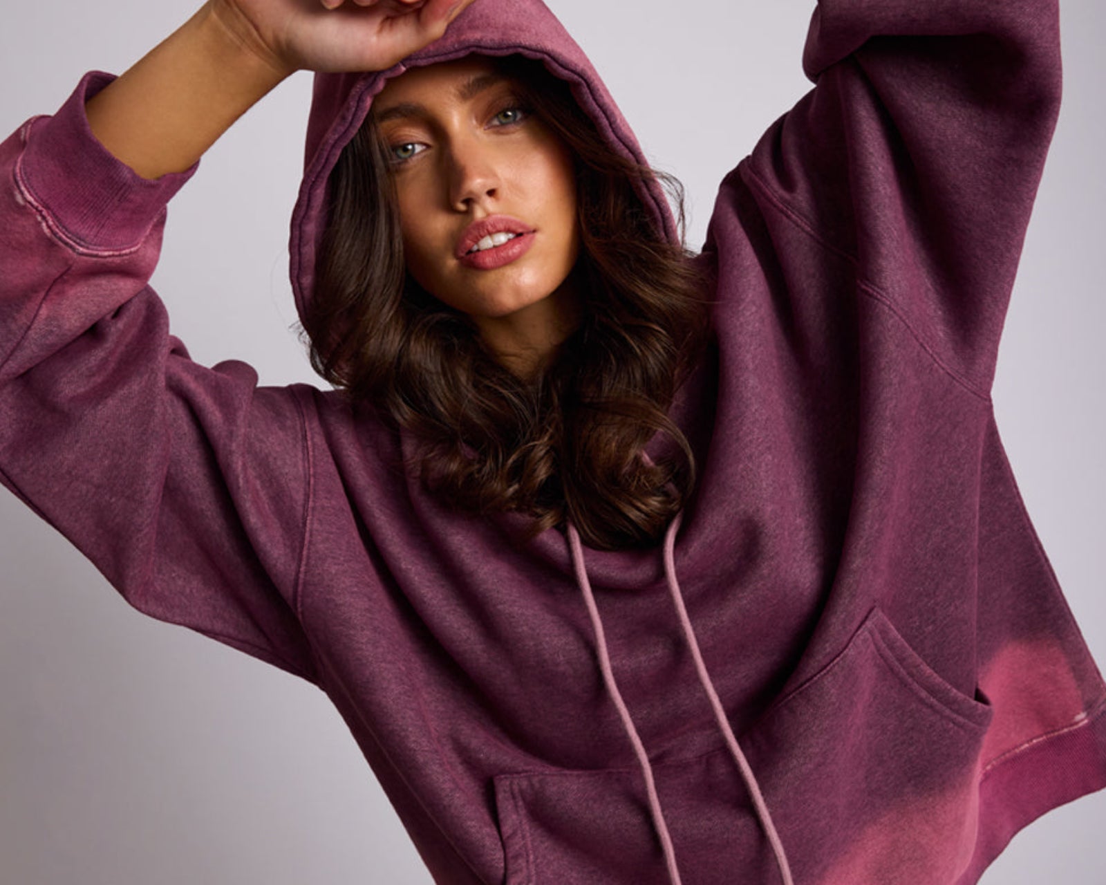 Smiley Batwing Hoody - Pink