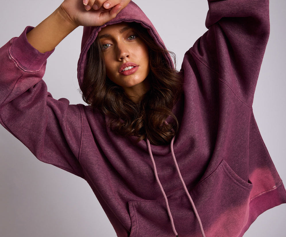 Smiley Batwing Hoody - Pink