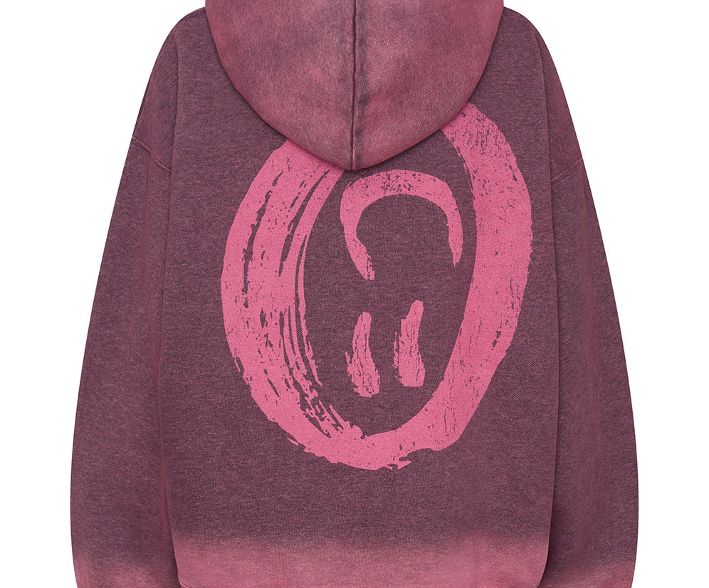 Smiley Batwing Hoody - Pink