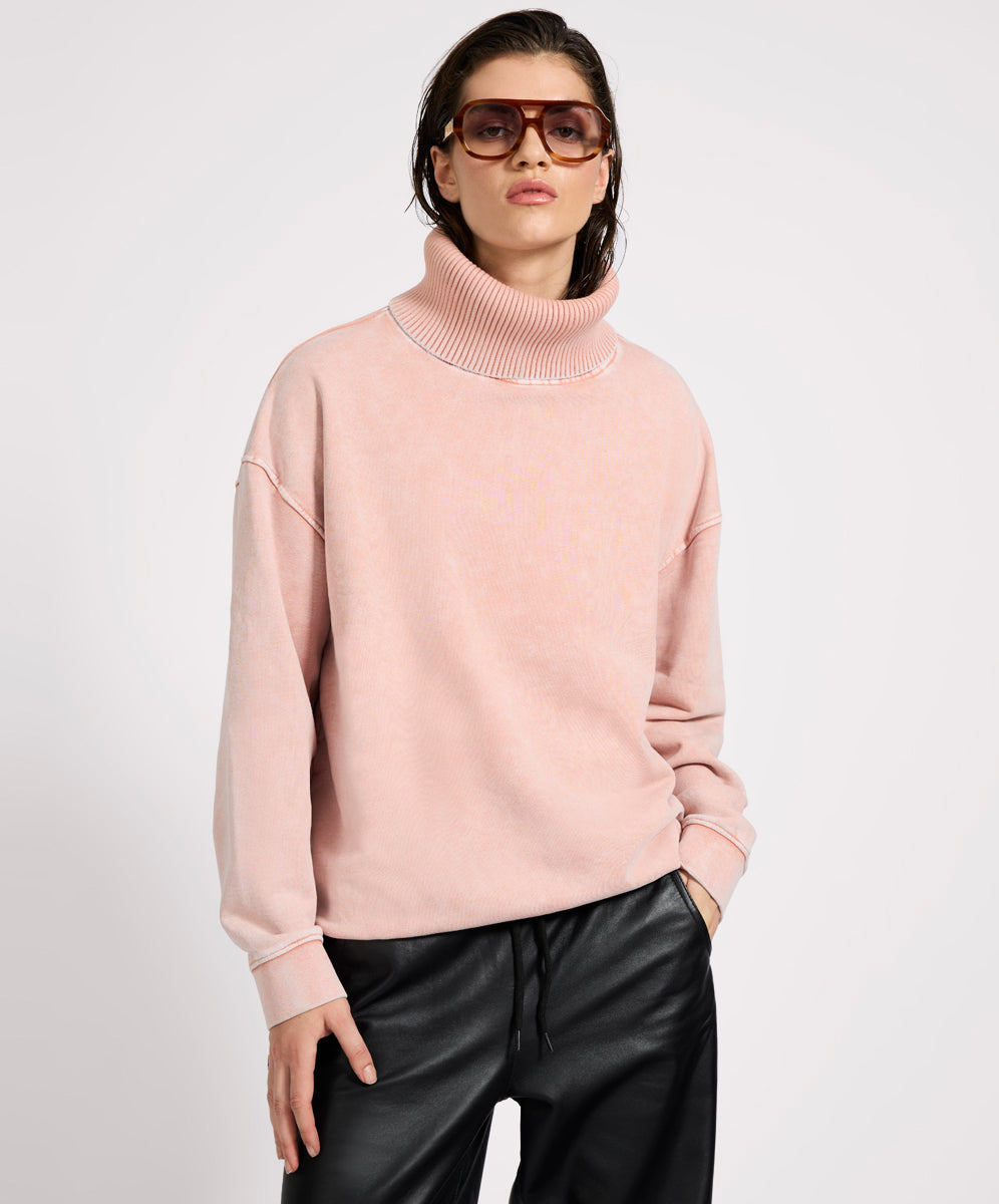 New Arrivals Fleece Roll Neck Sweater - Blush Pink