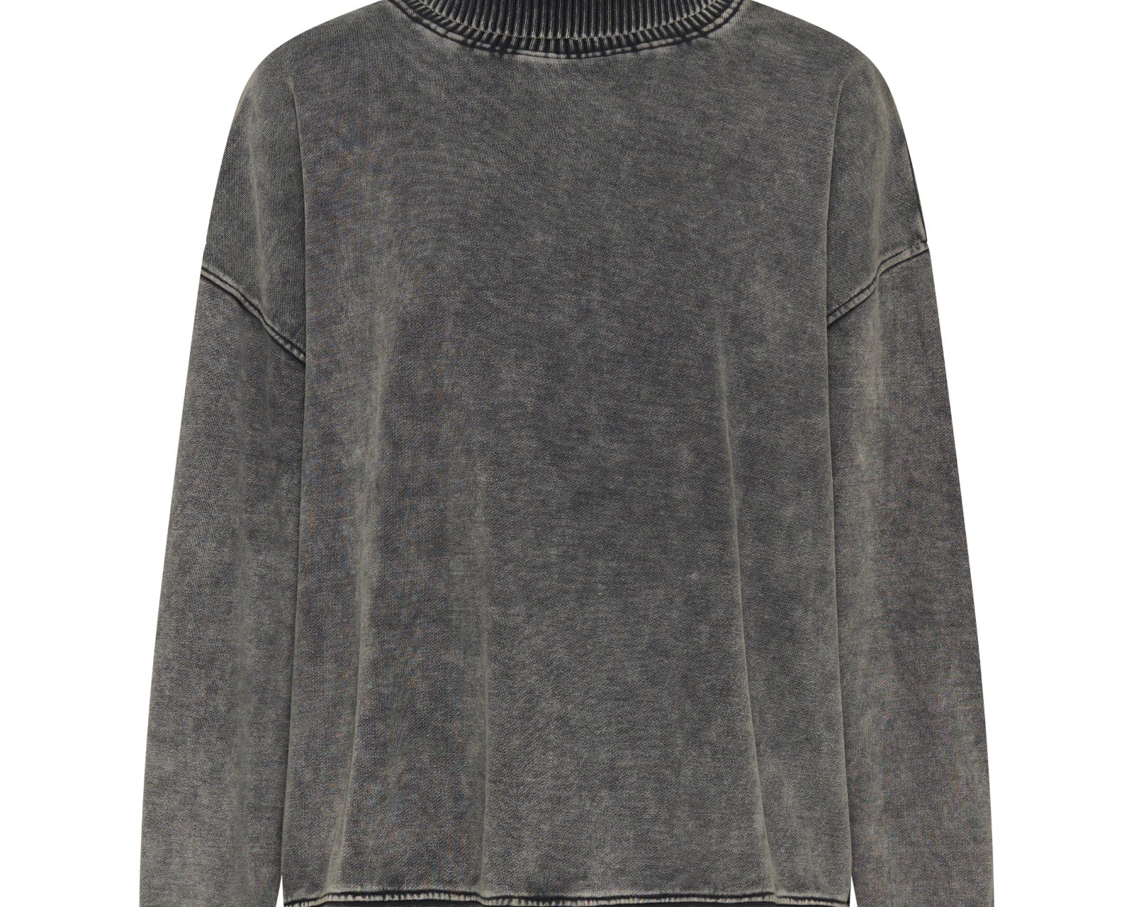 Fleece Roll Neck Sweater - Worn Black