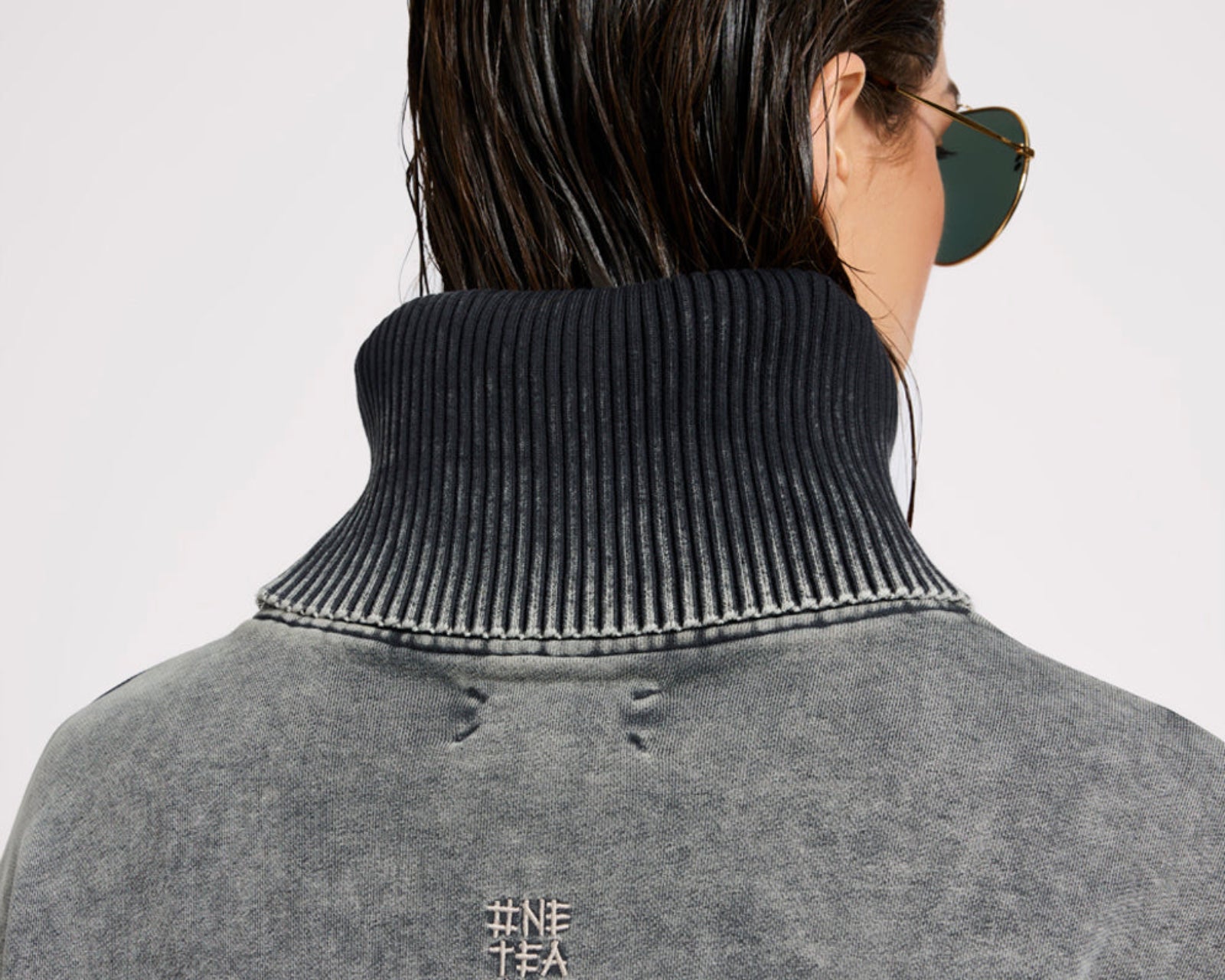 Fleece Roll Neck Sweater - Worn Black