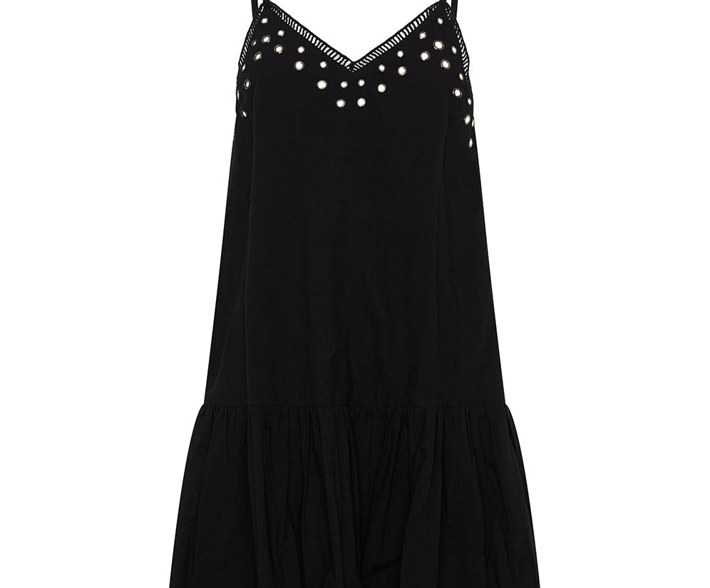Eyelet Cotton Bubble Hem Mini Dress - Black | One Teaspoon Eyelet Cotton Bubble Hem Mini Dress - Black | One Teaspoon