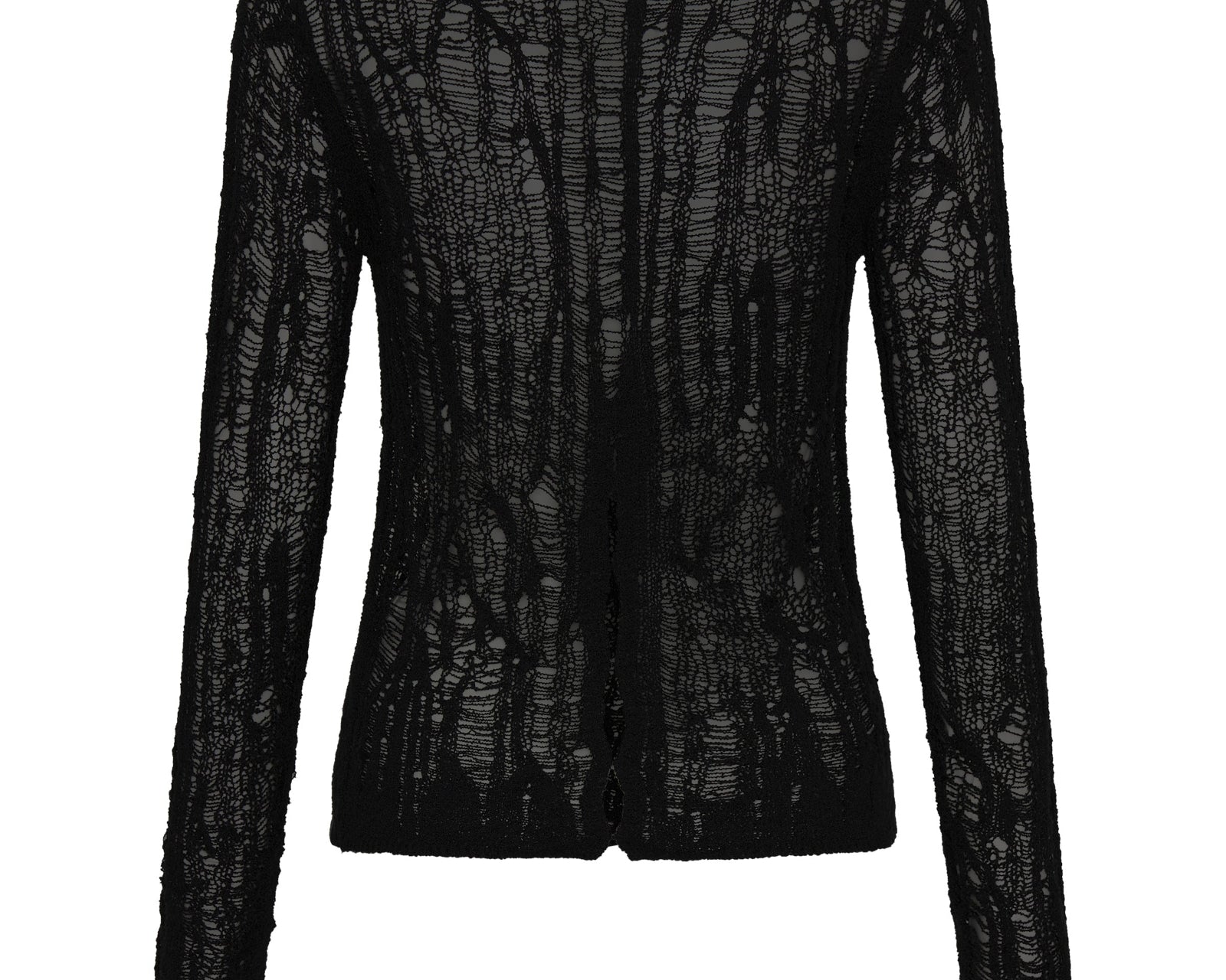 Cinched In Laddered Longsleeve Knit Top - Black