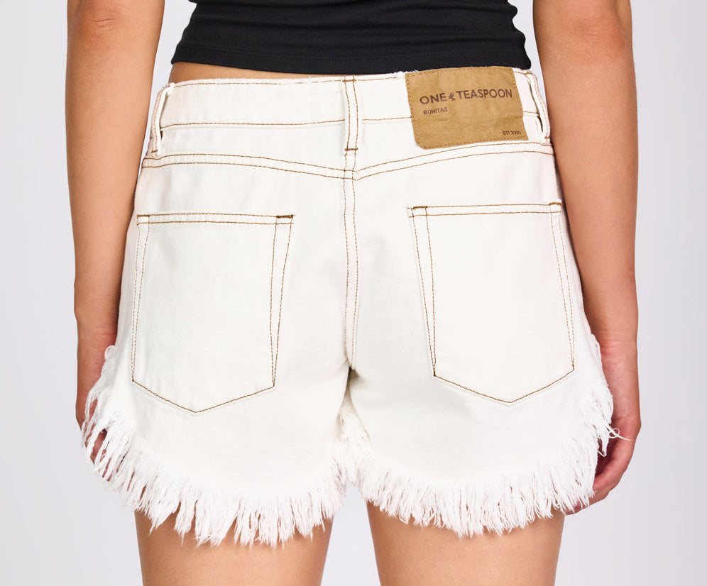 Bonitas Low Waist Denim Shorts - White Beauty
