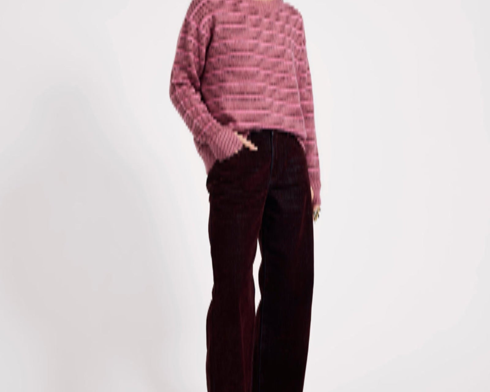 Striped Fluffy Mohair Knit Sweater - Pink Stripe