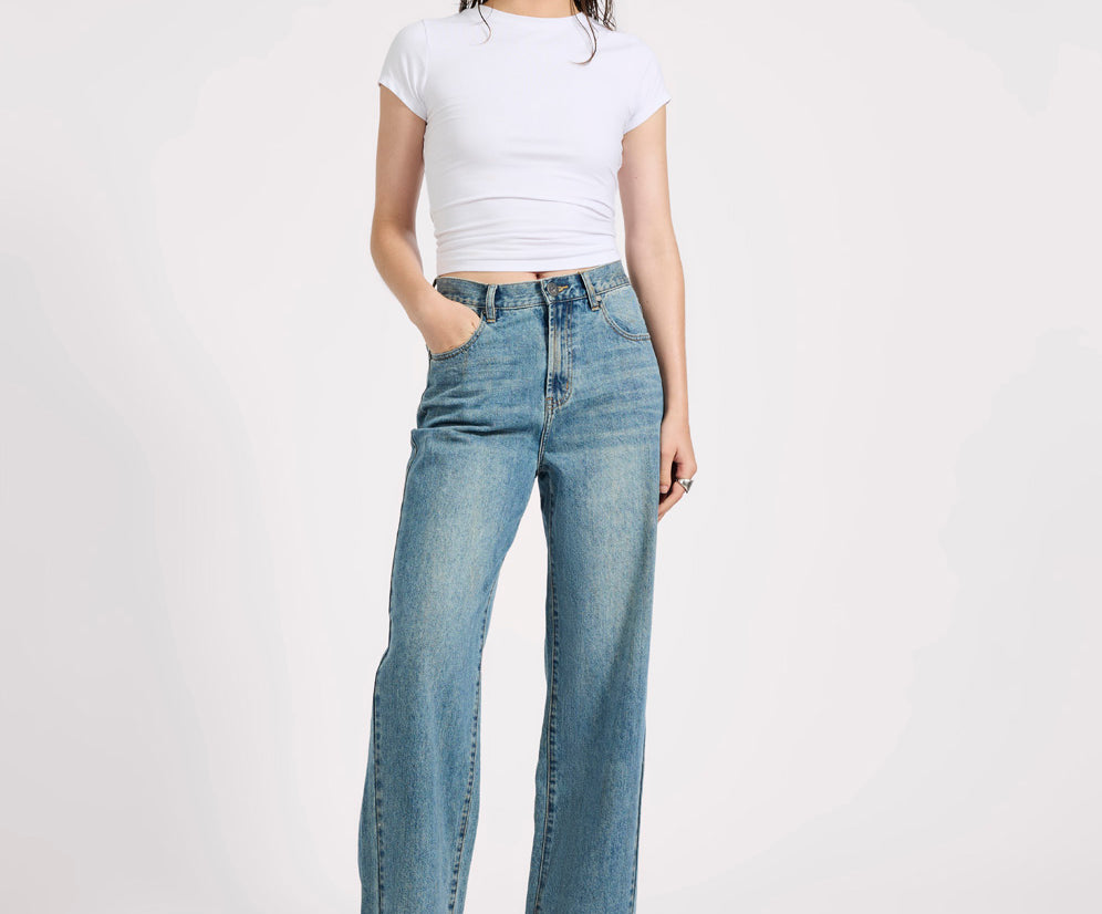 Baxters Mid Waist Straight Leg Denim Jeans - Used Blue