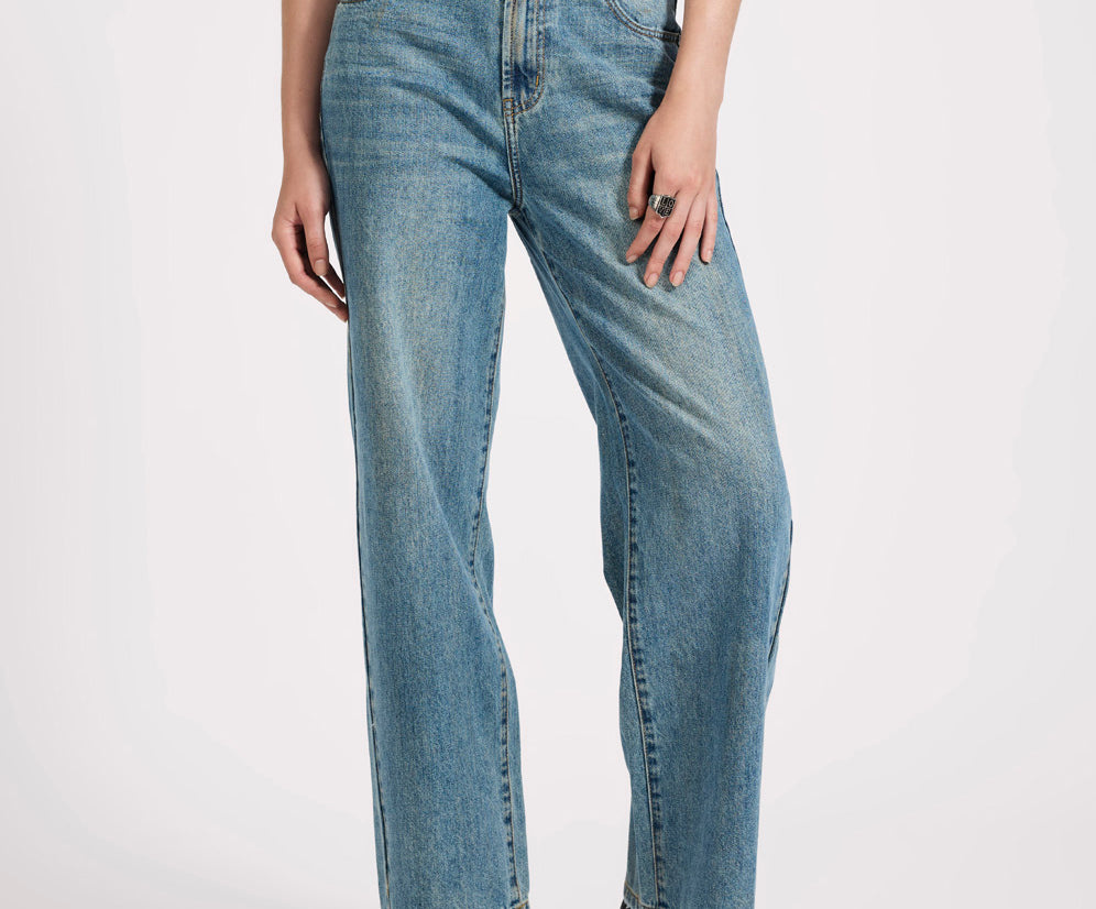 Baxters Mid Waist Straight Leg Denim Jeans - Used Blue