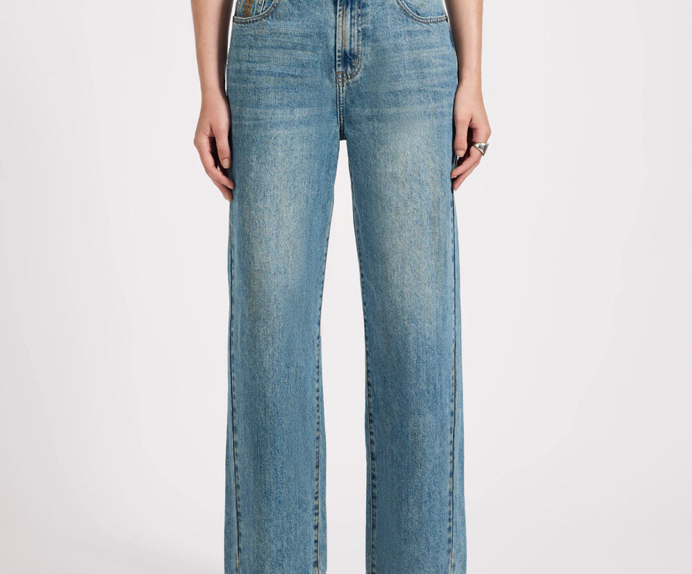 Baxters Mid Waist Straight Leg Denim Jeans - Used Blue