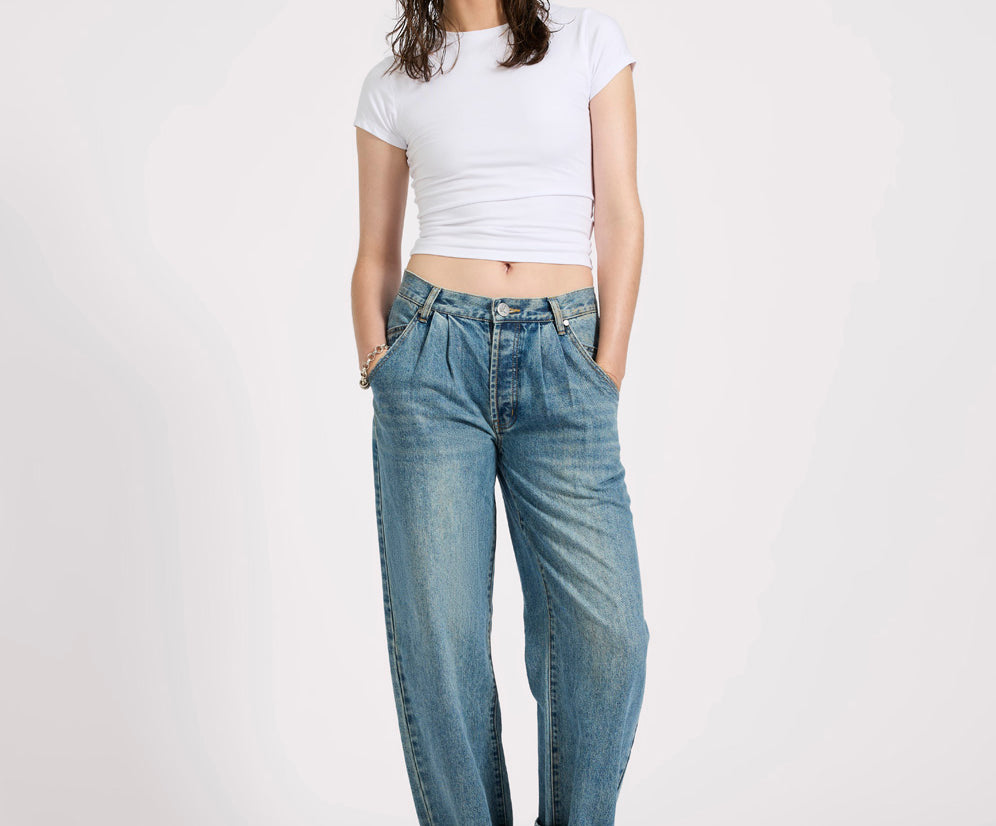 Smiths Low Waist Wide Leg Tailored Denim Jeans - Used Blue