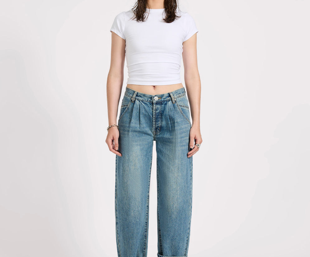 Smiths Low Waist Wide Leg Tailored Denim Jeans - Used Blue
