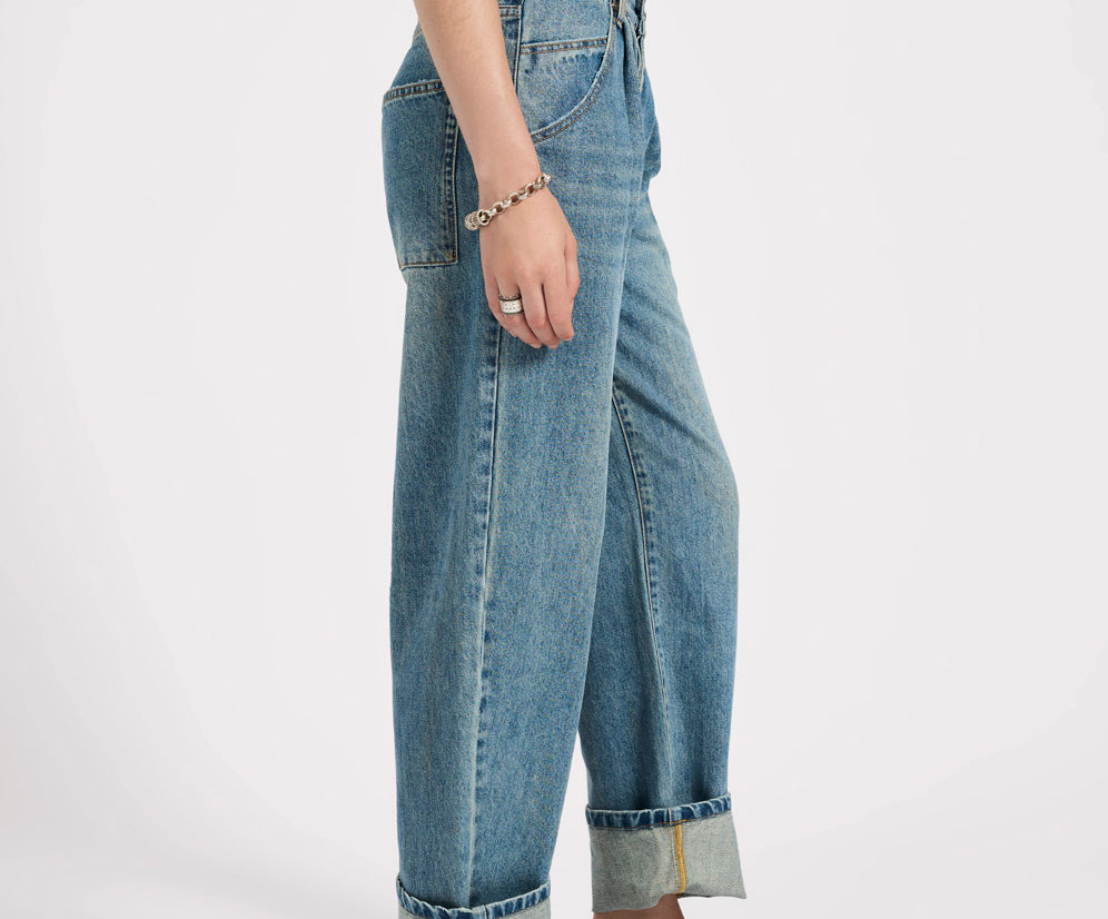 Smiths Low Waist Wide Leg Tailored Denim Jeans - Used Blue