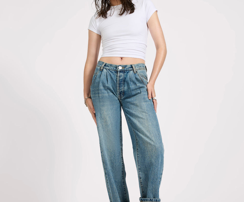 Smiths Low Waist Wide Leg Tailored Denim Jeans - Used Blue
