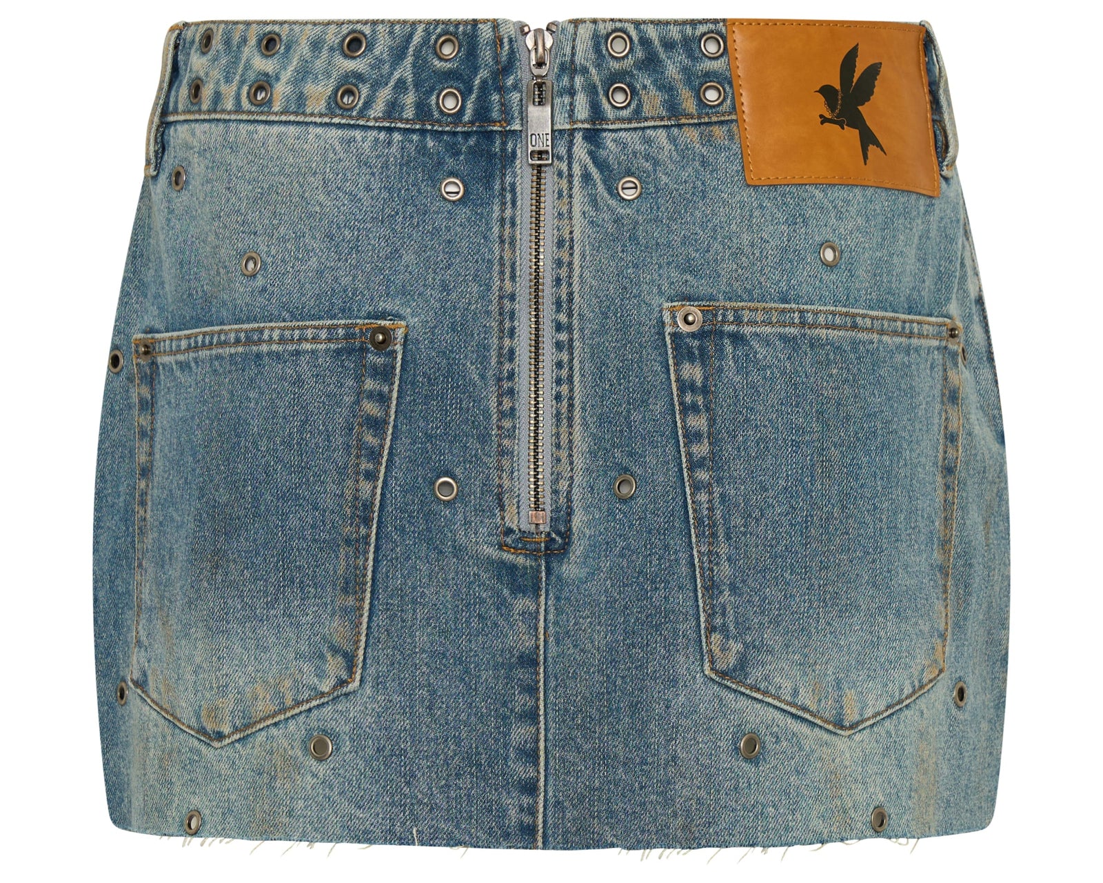 Axel Star Low Waist Micro Mini Denim Skirt - Used Blue