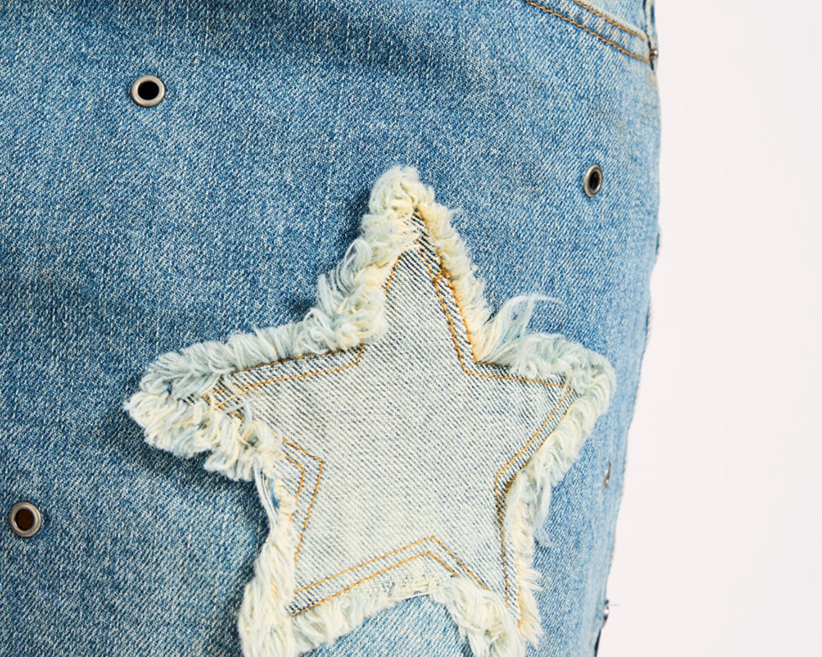 Axel Star Low Waist Micro Mini Denim Skirt - Used Blue