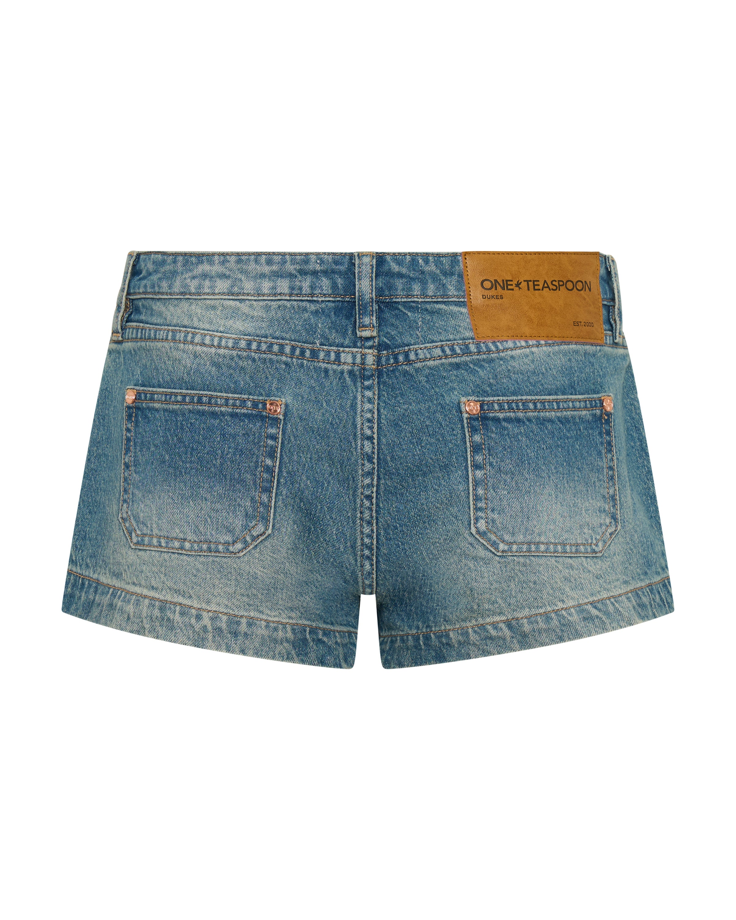Retro Dukes Low Waist Mini Denim Shorts - Texas Blue | One Teaspoon