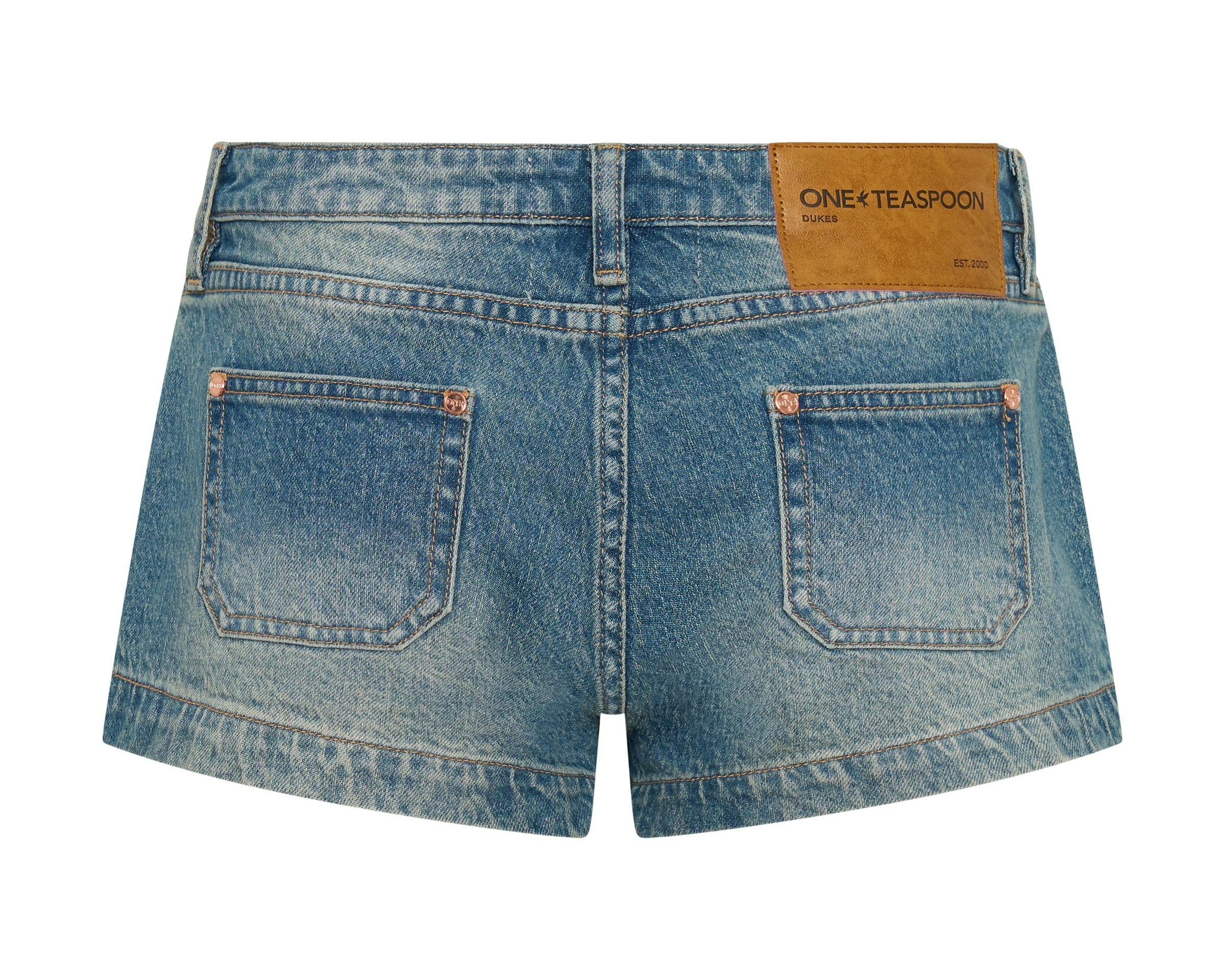 Retro Dukes Low Waist Mini Denim Shorts - Texas Blue