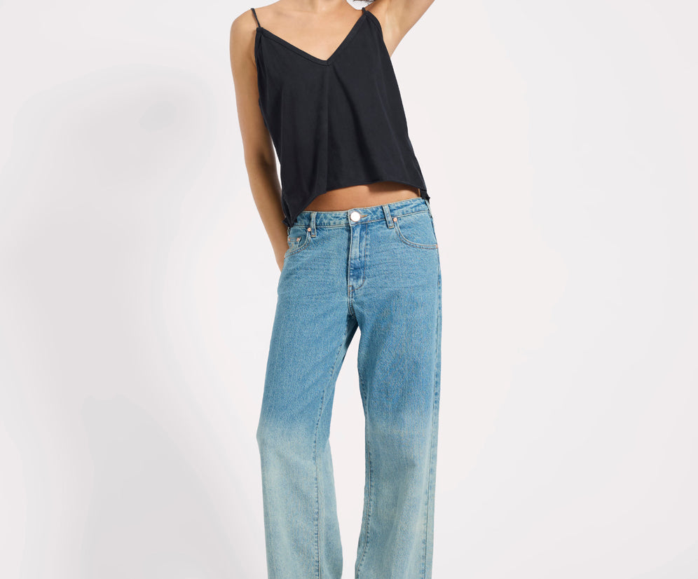 Low Riders Low Waist Wide Leg Denim Jeans - Texas Blue