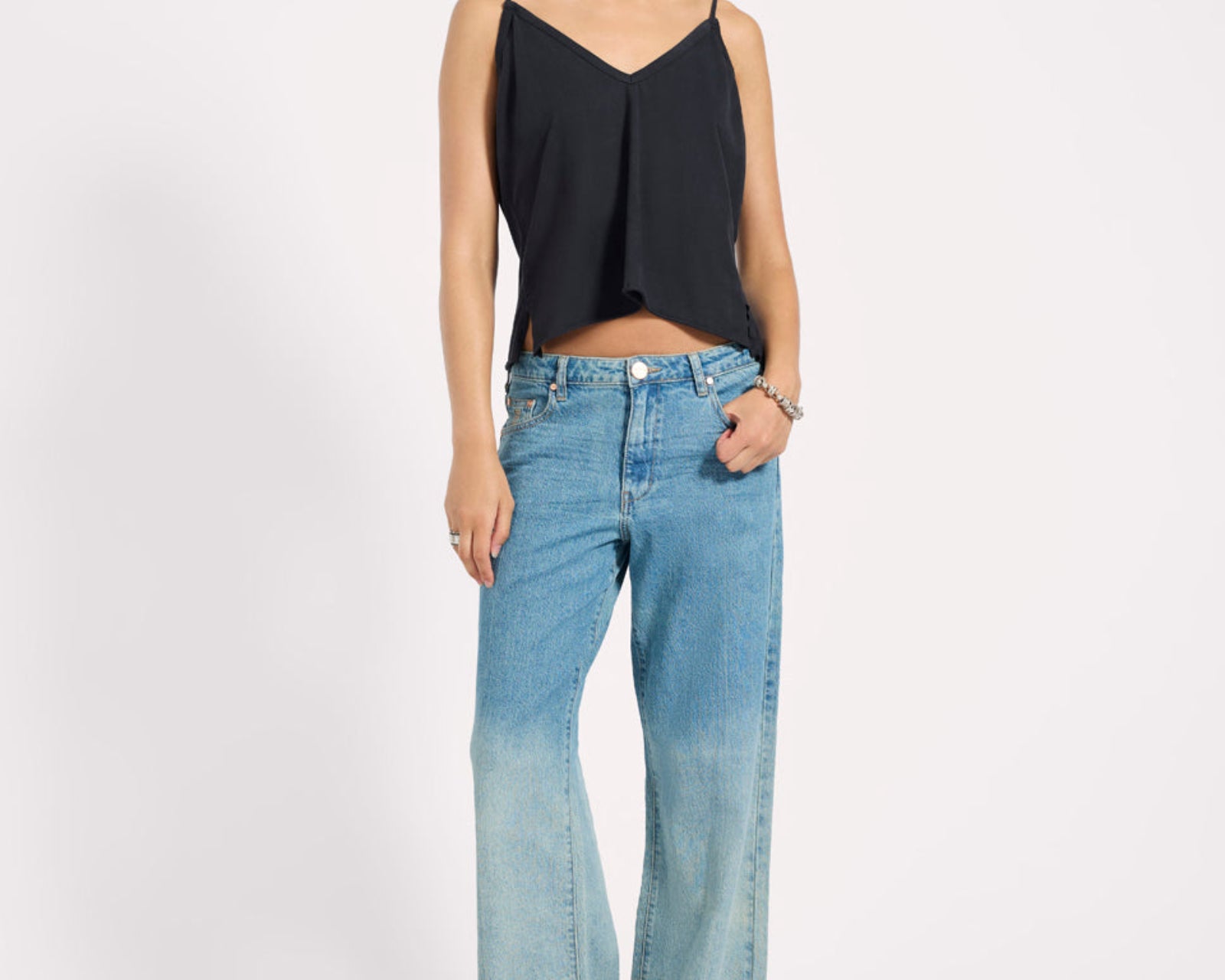 Low Riders Low Waist Wide Leg Denim Jeans - Texas Blue