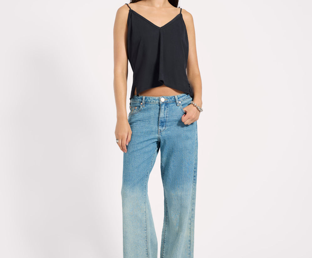 Low Riders Low Waist Wide Leg Denim Jeans - Texas Blue