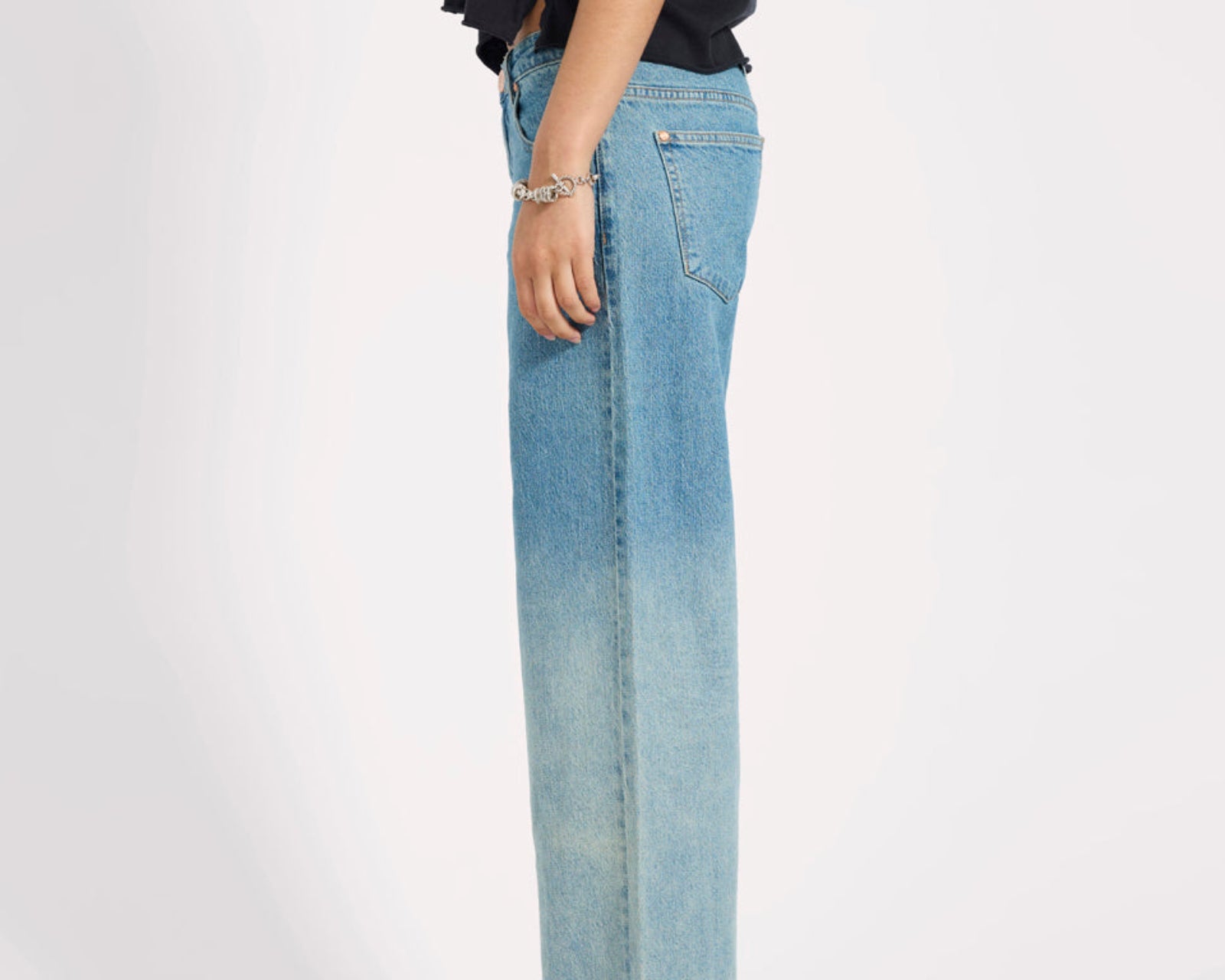Low Riders Low Waist Wide Leg Denim Jeans - Texas Blue