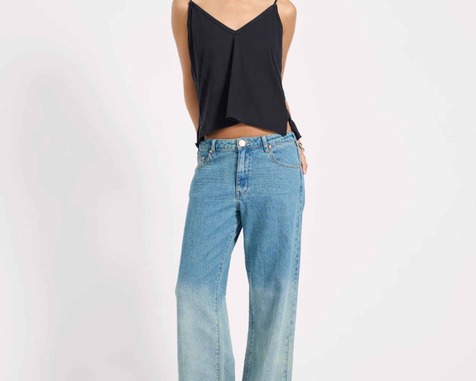 Low Riders Low Waist Wide Leg Denim Jeans - Texas Blue