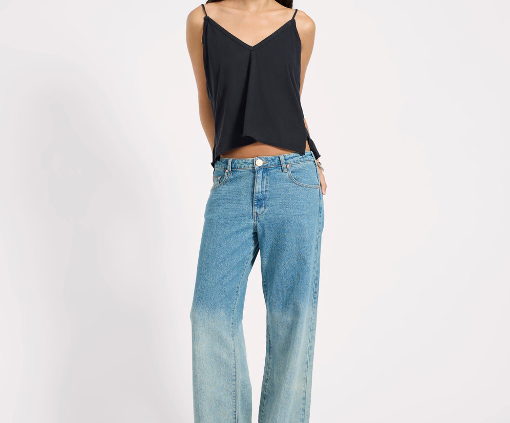 Low Riders Low Waist Wide Leg Denim Jeans - Texas Blue