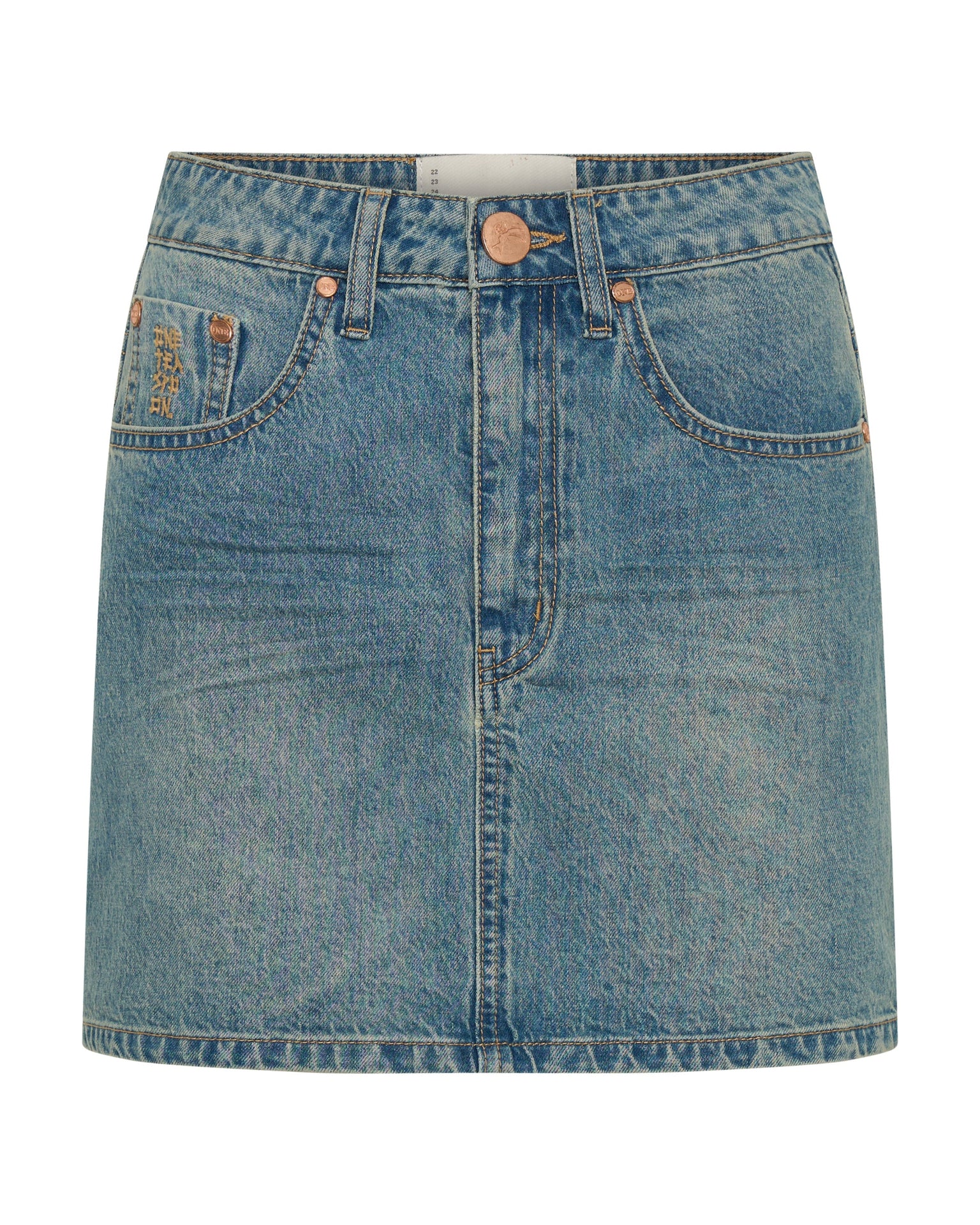 2020 High Waist Mini Denim Skirt Texas Blue One Teaspoon