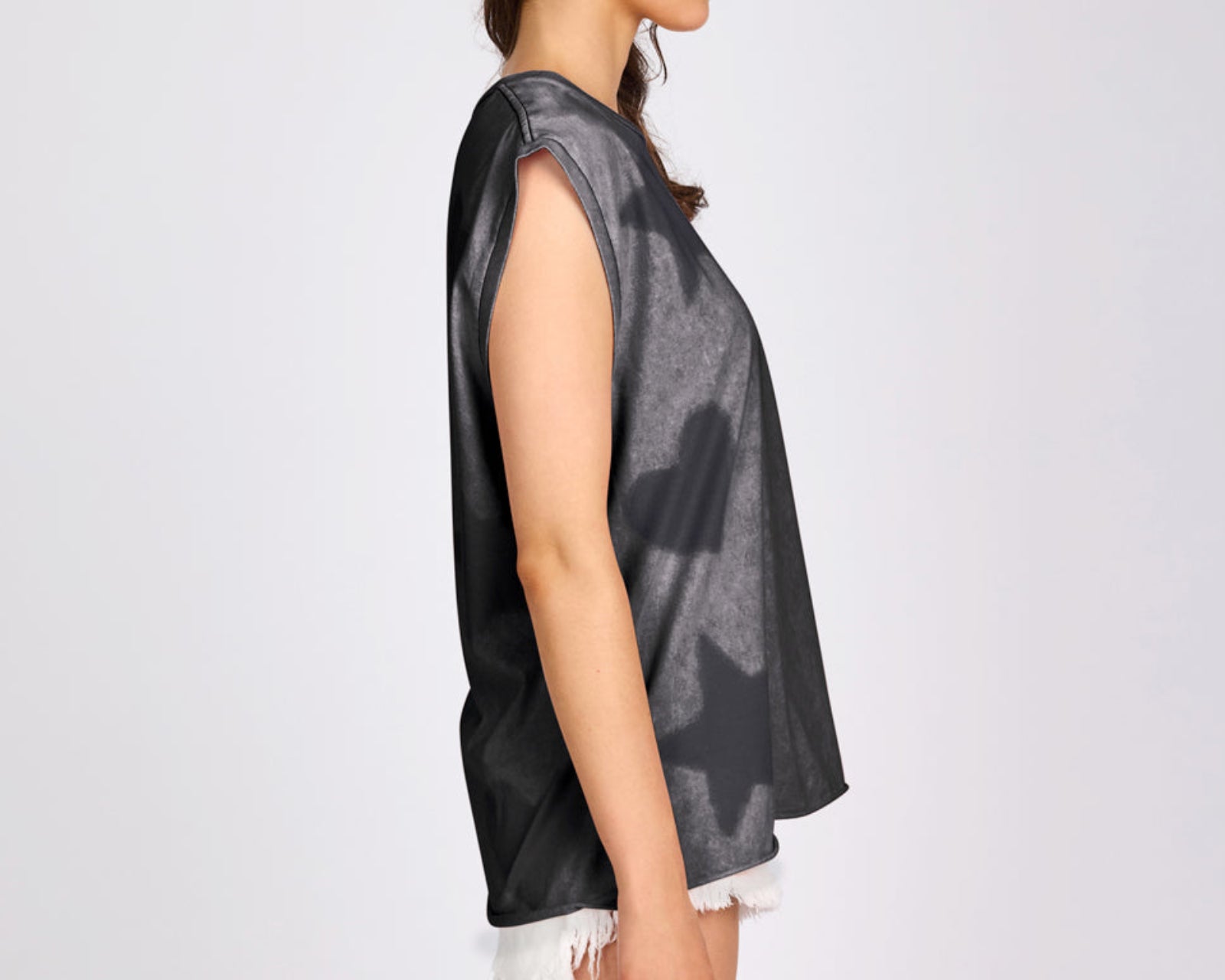 Heart And Star Stencil Tank Top - Charcoal