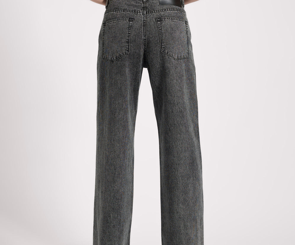 Jackson Mid Waist Wide Leg Denim Jeans - Worn Black