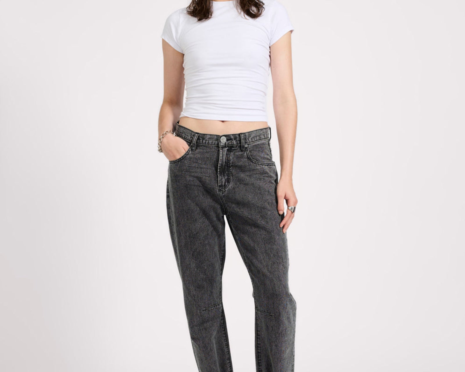 Bandits Low Waist Boyfriend Denim Jeans - Charcoal Black