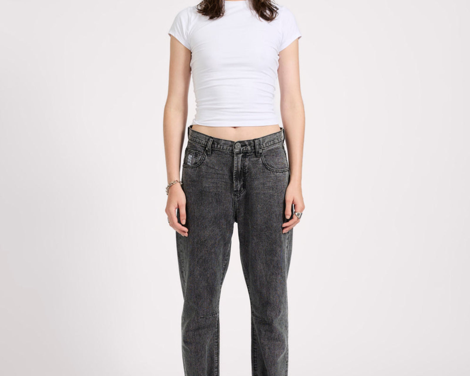 Bandits Low Waist Boyfriend Denim Jeans - Charcoal Black