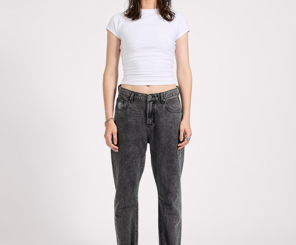 Bandits Low Waist Boyfriend Denim Jeans - Charcoal Black