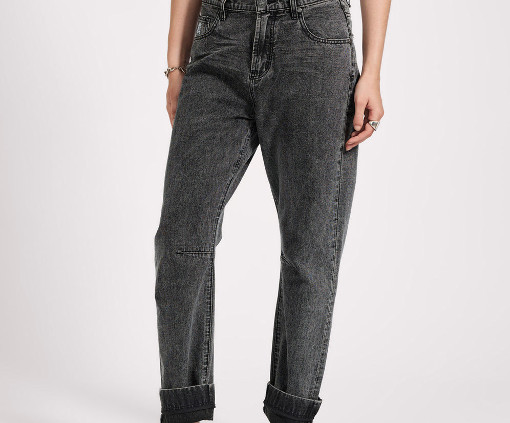 Bandits Low Waist Boyfriend Denim Jeans - Charcoal Black