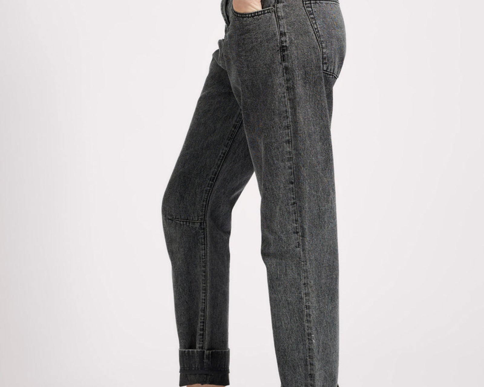 Bandits Low Waist Boyfriend Denim Jeans - Charcoal Black