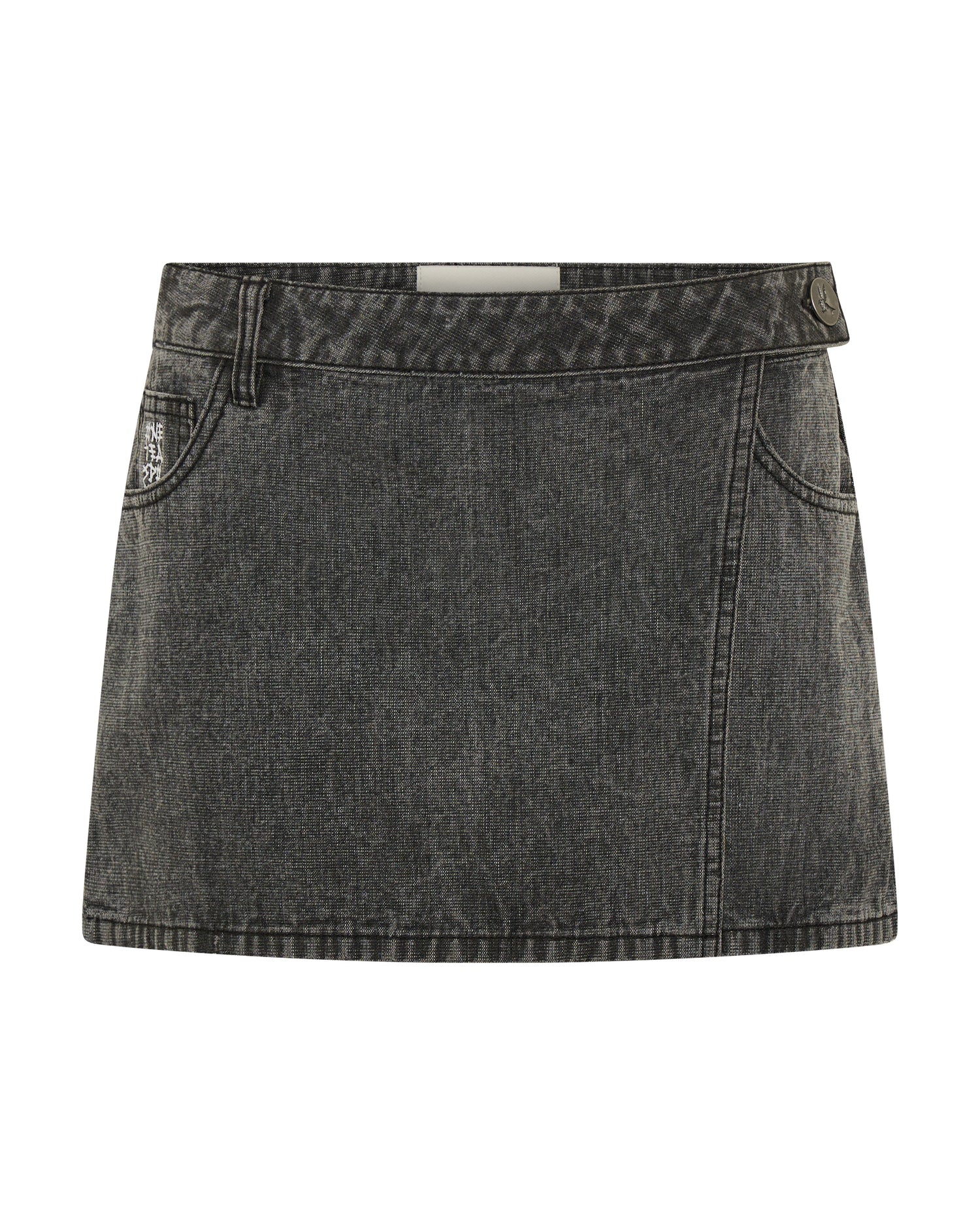 Products Alexia Low Waist Wrap Mini Denim Skirt - Rocco Grey Black