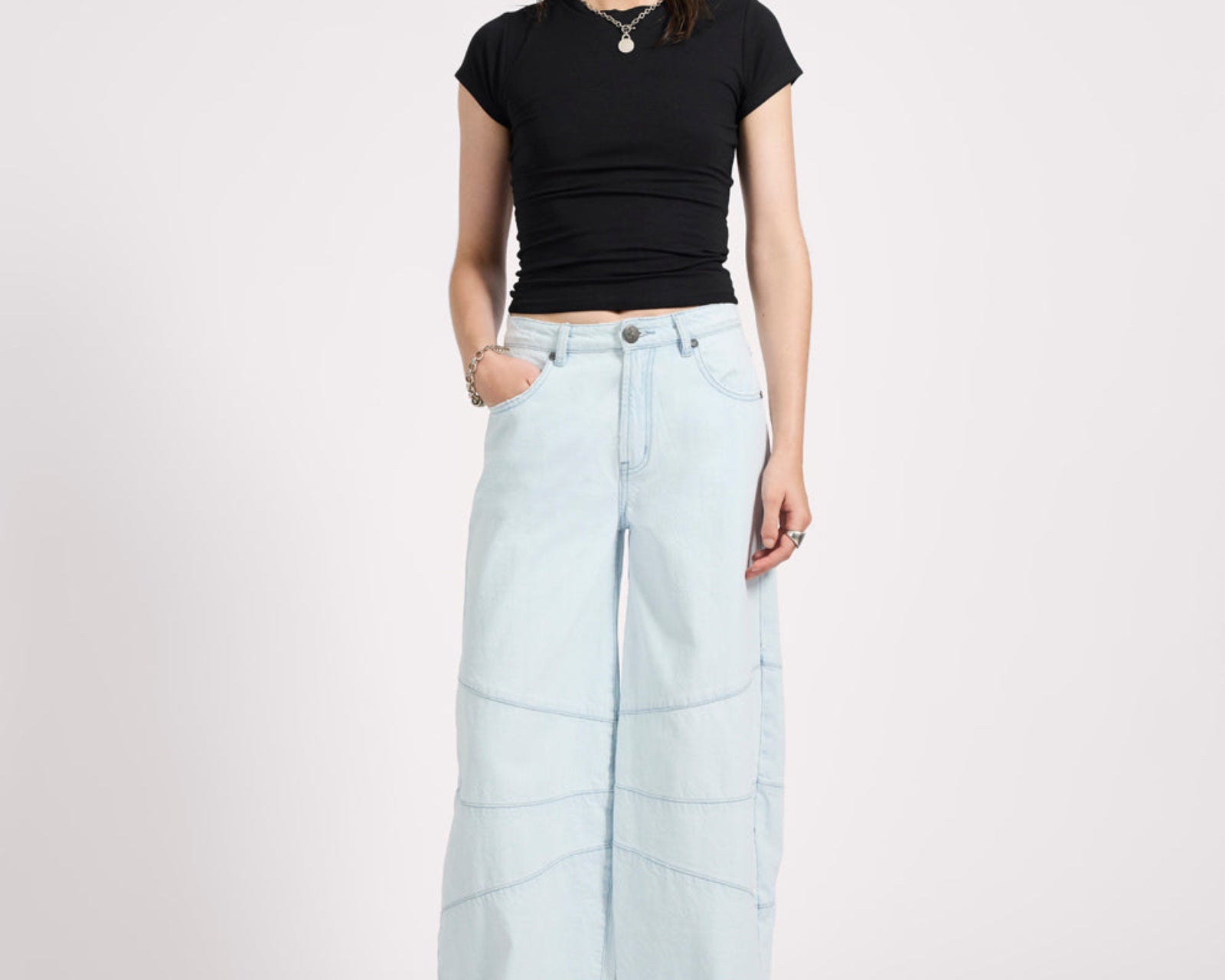 Barrel Mid Waist Wide Leg Denim Jeans - Xanthe Light Blue