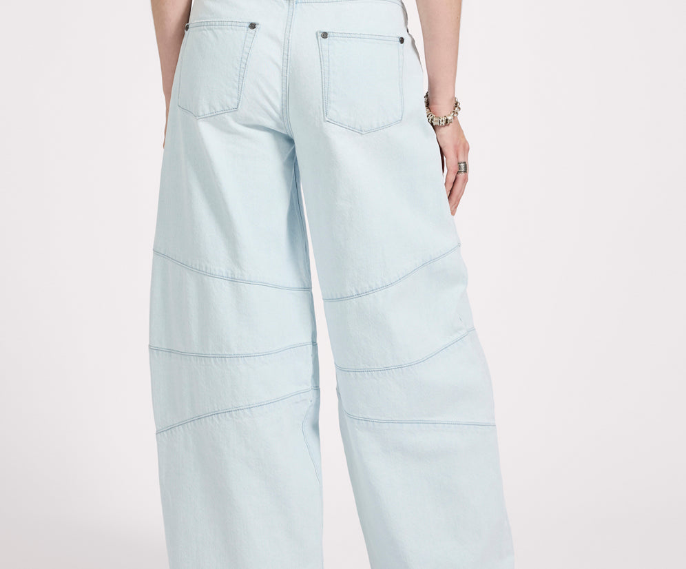 Barrel Mid Waist Wide Leg Denim Jeans - Xanthe Light Blue
