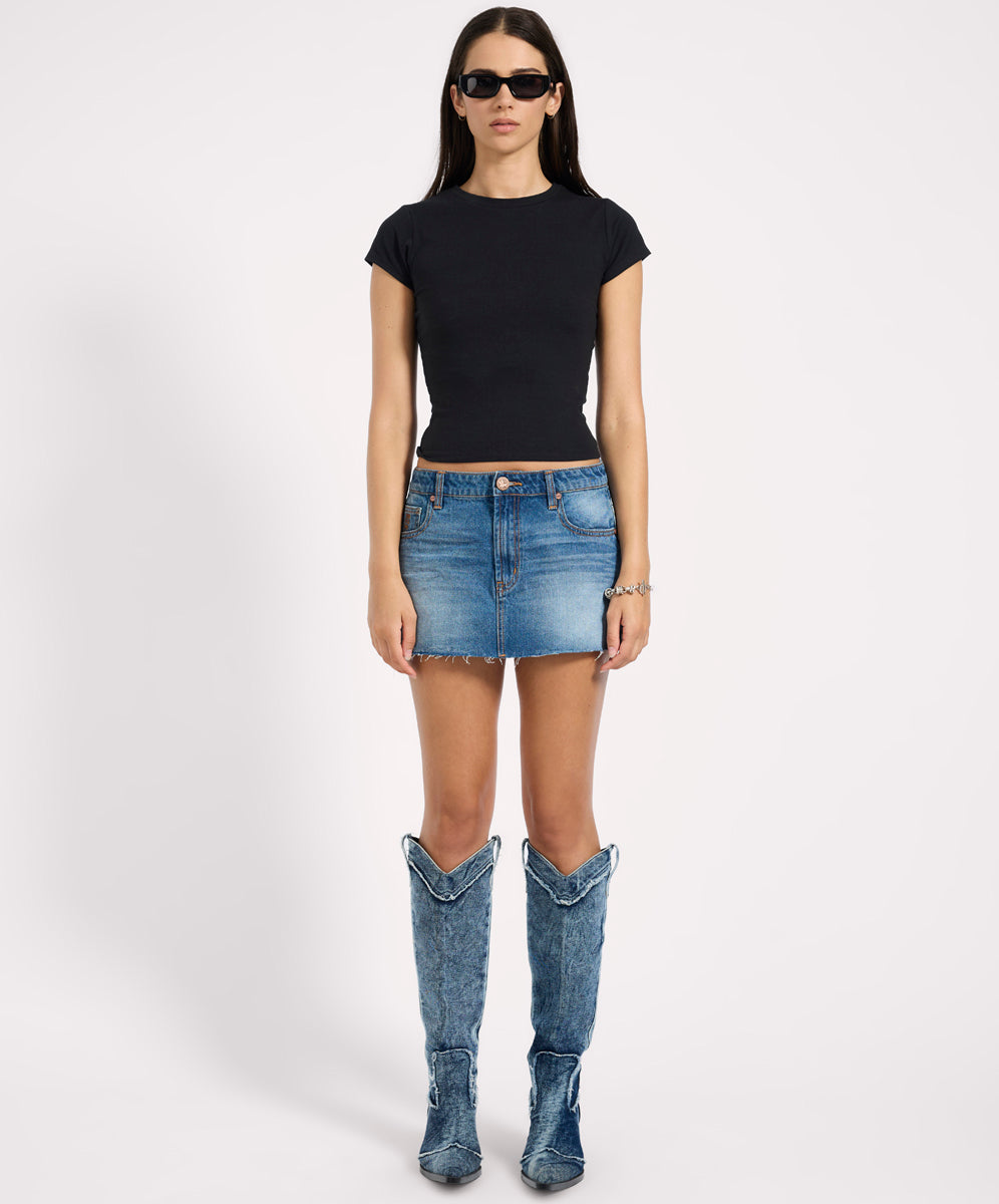 Sloane Low Waist Denim Mini Skirt - Pacifica Blue