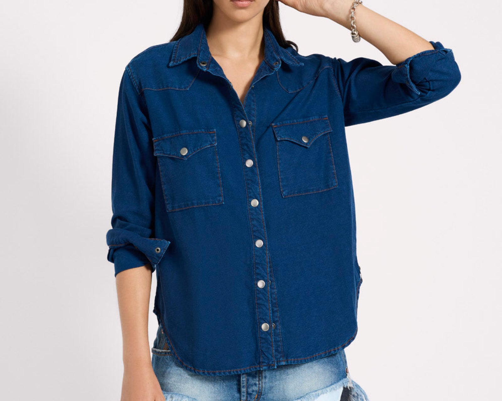 Western Denim Shirt - Deep Blue