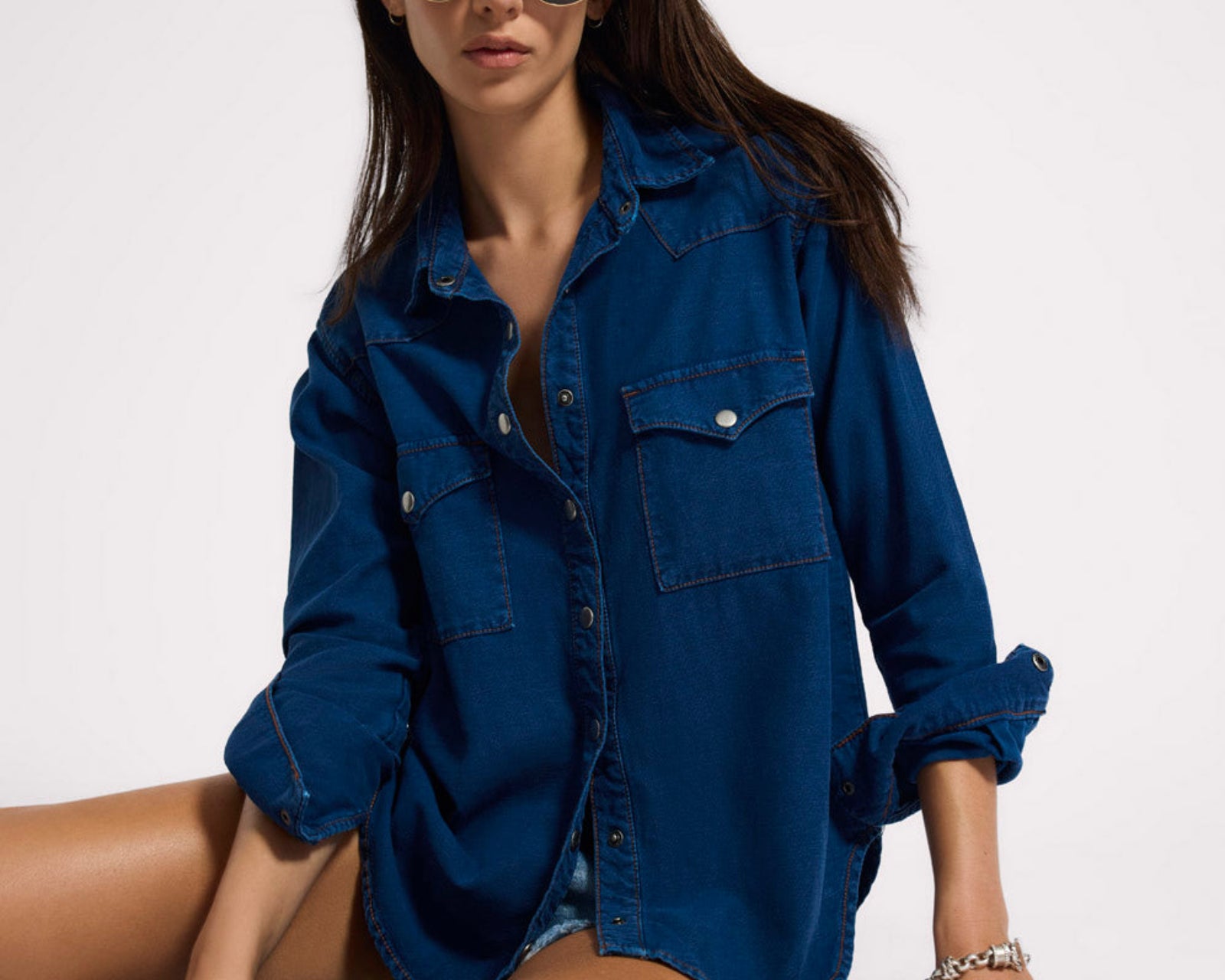 Western Denim Shirt - Deep Blue