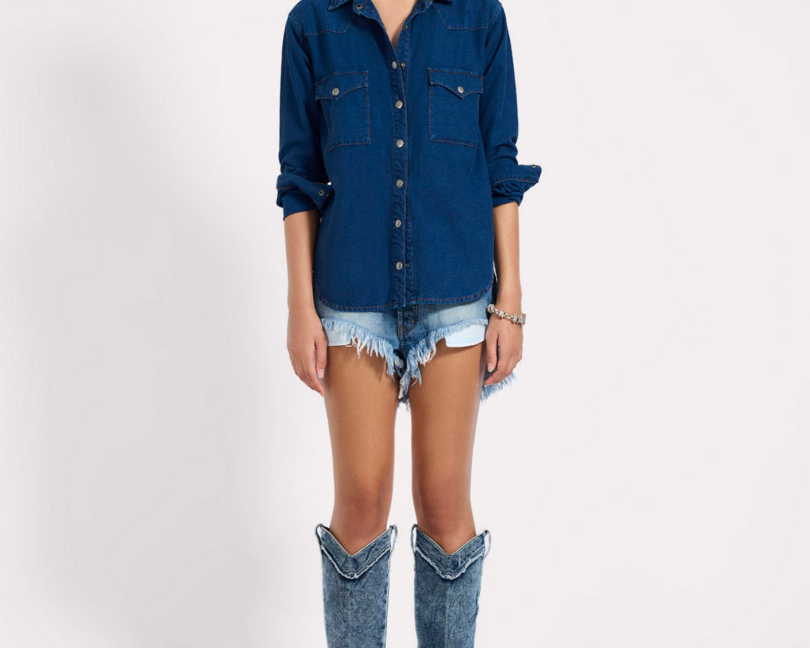 Western Denim Shirt - Deep Blue