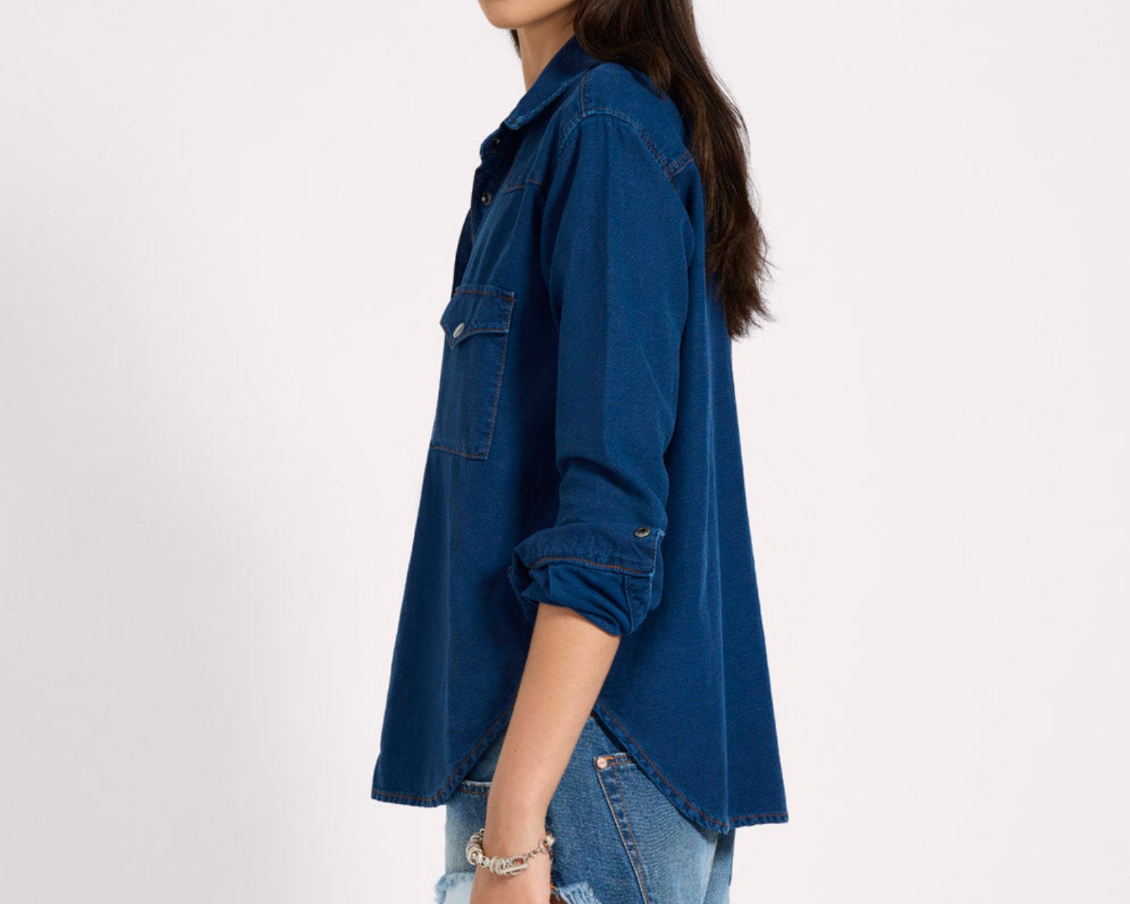 Western Denim Shirt - Deep Blue