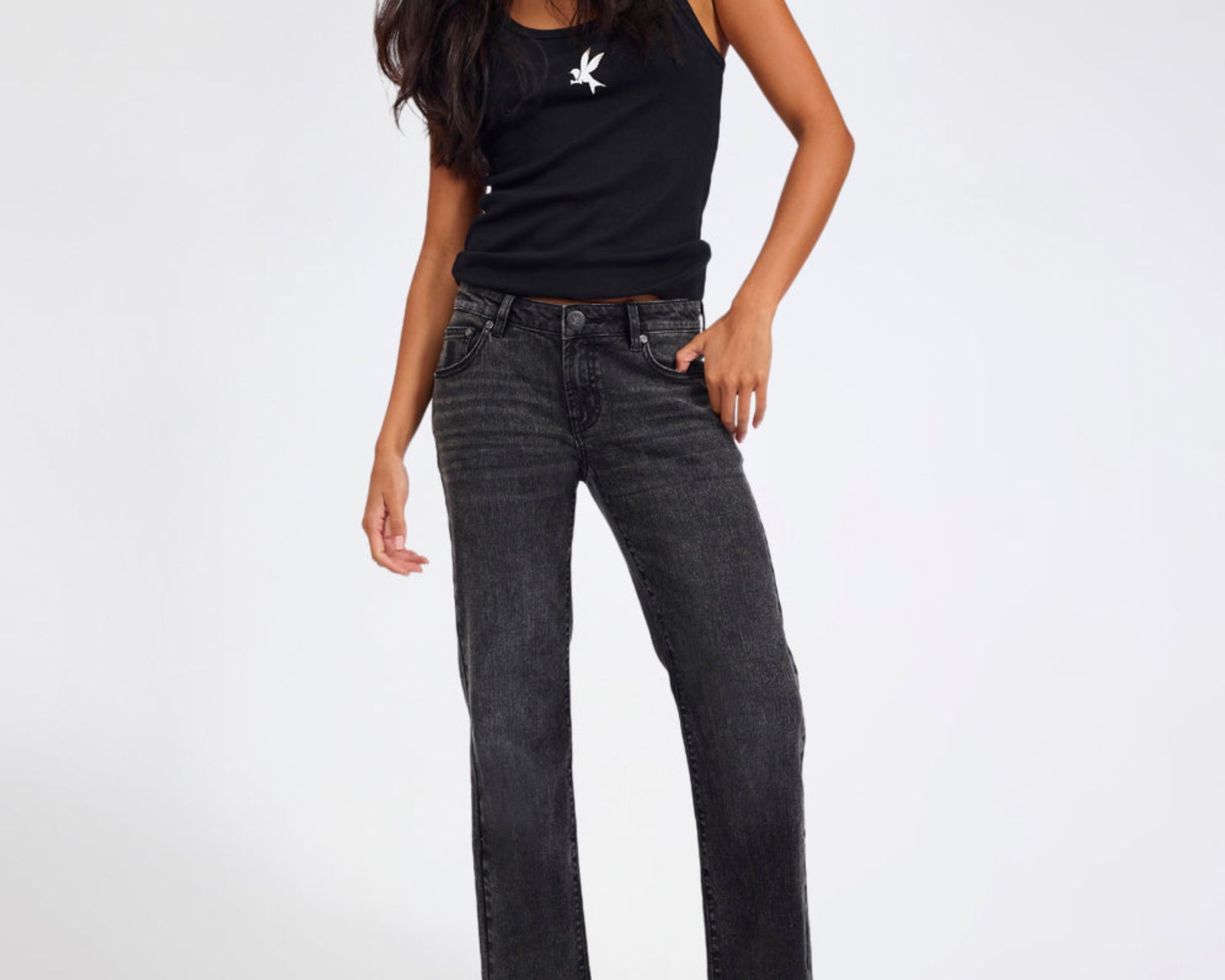 Alice Low Waist Bootcut Denim Jeans - Washed Black