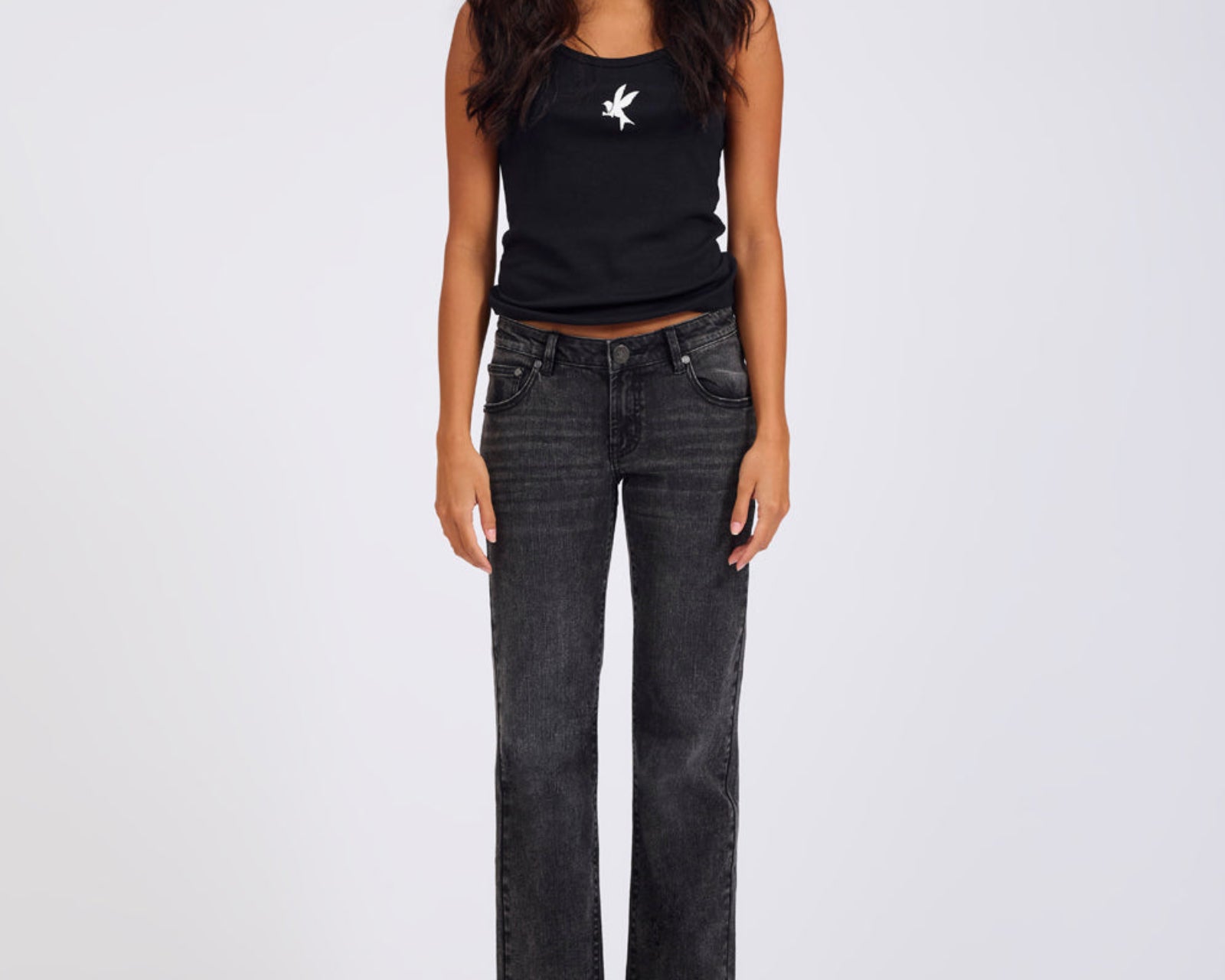 Alice Low Waist Bootcut Denim Jeans - Washed Black
