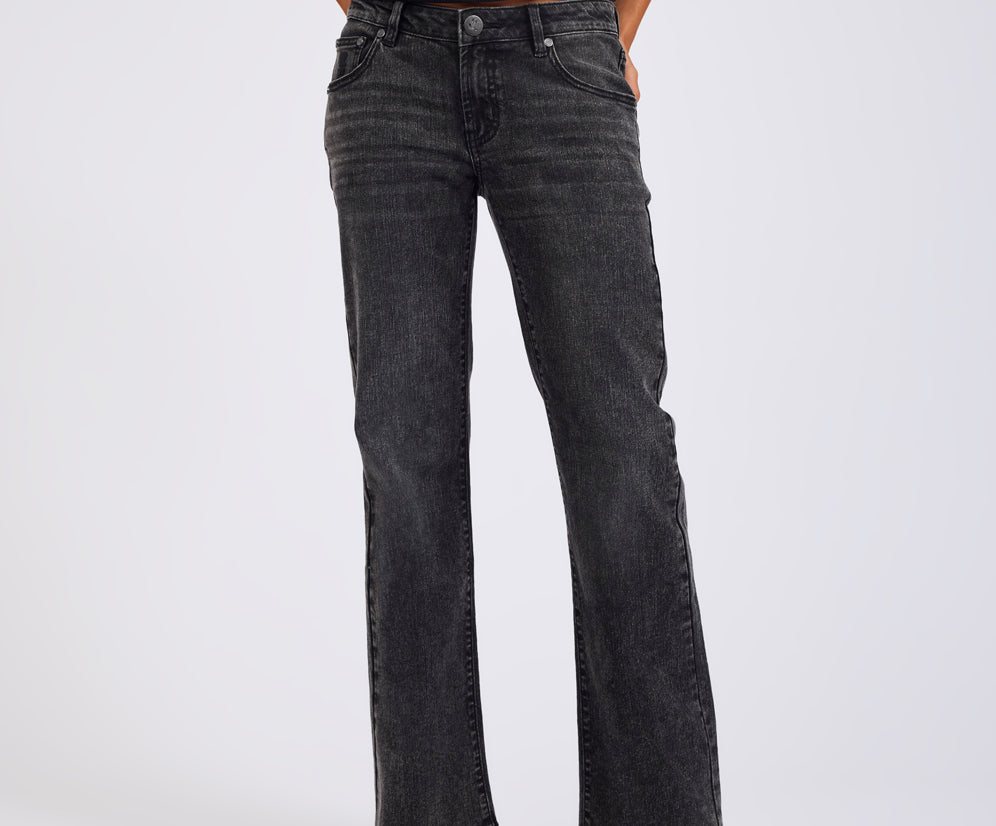 Alice Low Waist Bootcut Denim Jeans - Washed Black