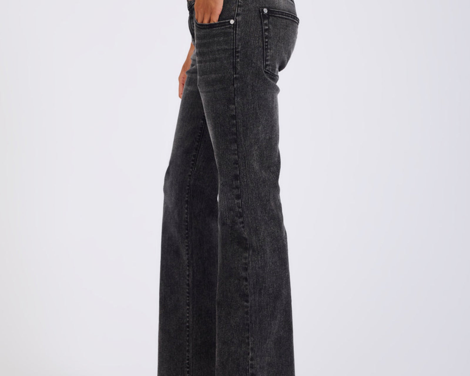 Alice Low Waist Bootcut Denim Jeans - Washed Black